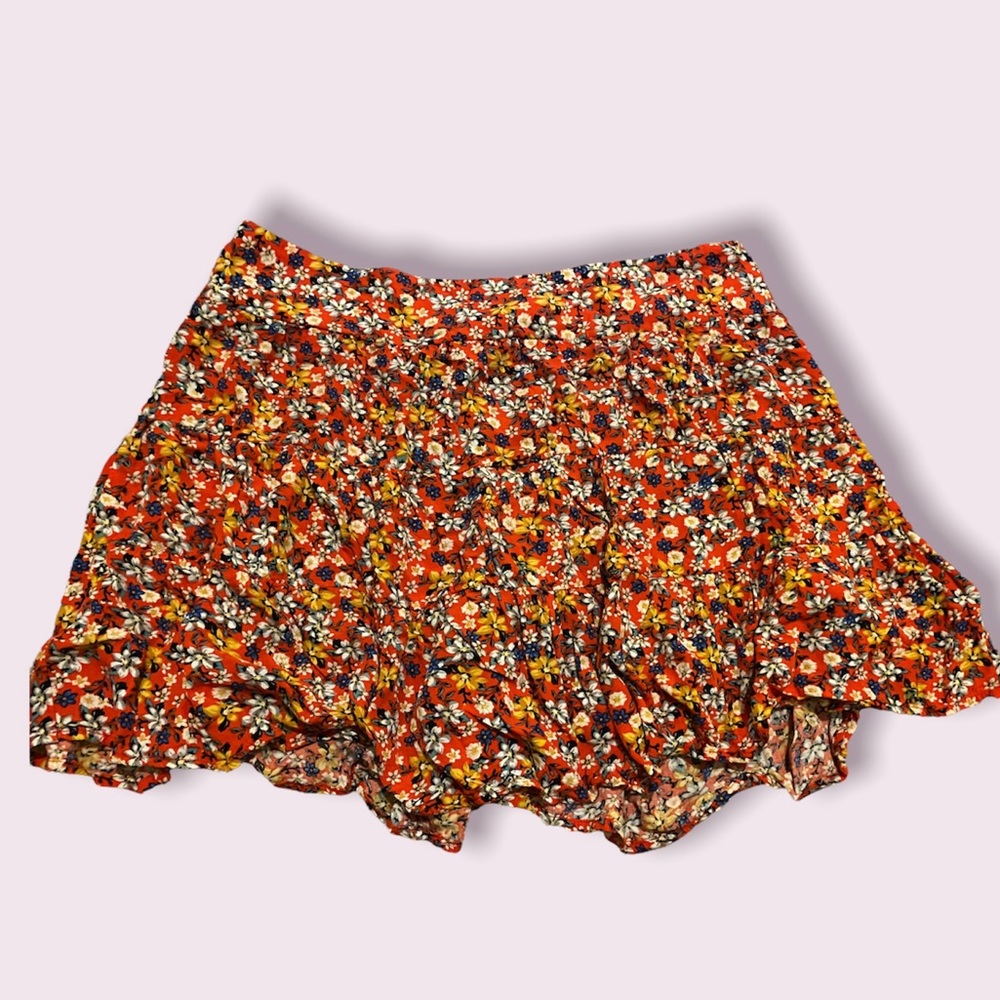 Red flower shorts